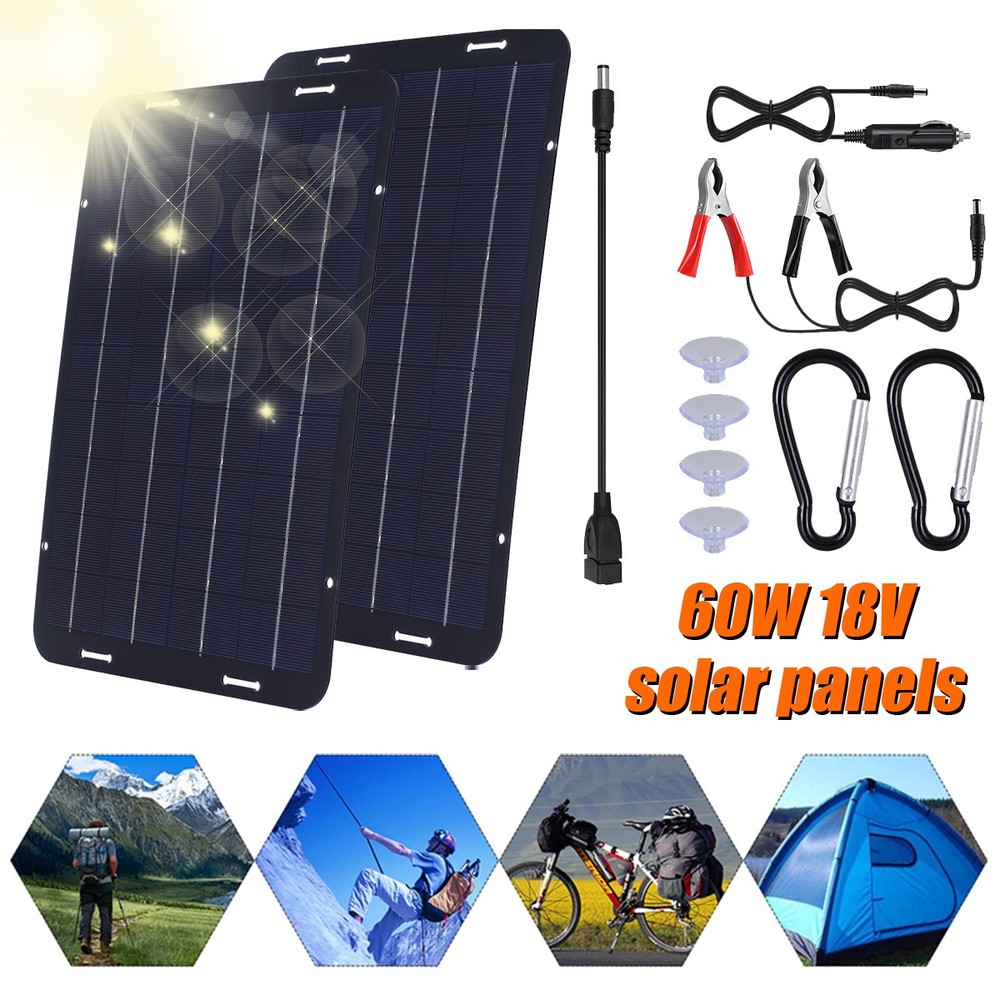 2 Set Solar Panel 12V Trickle Charger Battery Charger Kit Maintainer Boat Car RV