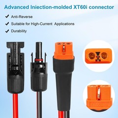 10FT 10AWG Solar XT60i Extension Cable – Heavy Duty Connector for Power Station,