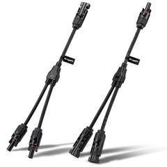 BougeRV Solar Connectors Y Branch Parallel 1 Pair M/FF and F/MM, Black