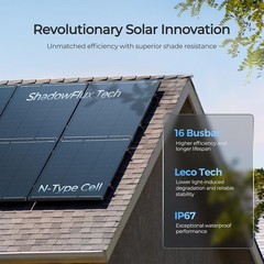 120W Solar Panel ShadowFlux Anti-Shading N-Type 16BB 12 Volt 25% High-Efficiency