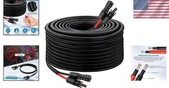 50FT 8AWG Waterproof Solar Wire – Flame Retardant, Double Insulated for Safety