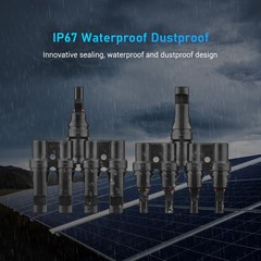 Branch Solar Connector T Connectors 4 Way IP67 Waterproof 14AWG To 10AWG V2