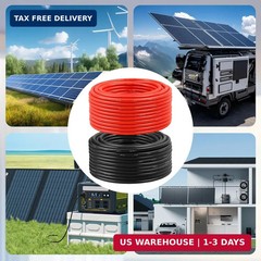 Solar Panel Wire 10 AWG(6mm²) – Solar Extension Cable 100Ft Black & 100Ft Red 10