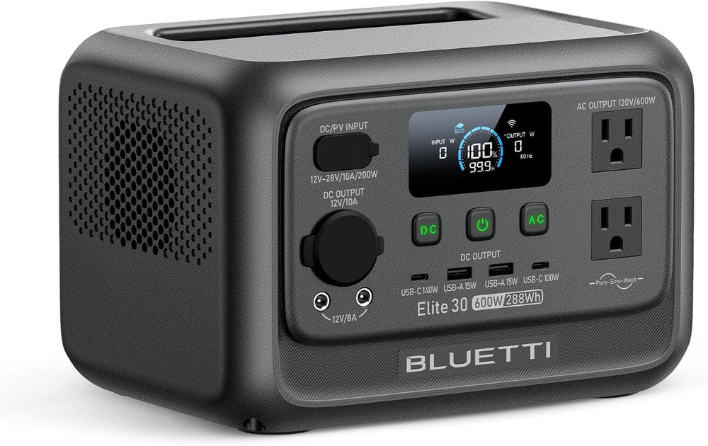 BLUETTI Elite 30 V2 Portable Power Station 288Wh 600W LFP Solar Generator