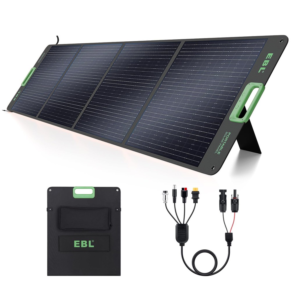 EBL 200W PORTABLE SOLAR PANEL FOLDABLE IP65 WATERPROOF ESP-200-GREEN – GREEN