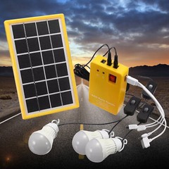 Solar Power Panel Generator Kit 5V USB Home System Charger 3 LED Bulbs Light
