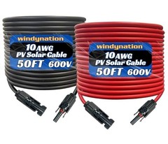 Solar Extension Cable 10 AWG 100 Feet PV Wire Male Female Connectors