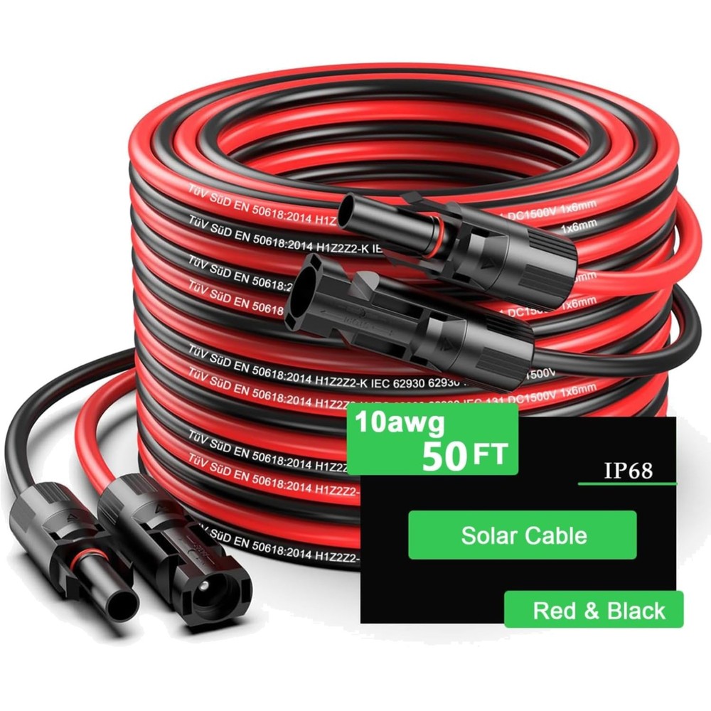 JXMXRPV 50Ft Solar Panel Extension Cable 10AWG 6mm Male Female