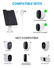 5W Arlo Solar Panel Charger Compatible with Arlo Essential Spotlight/XL Spotl…
