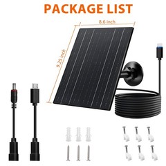 Zivif 10W Solar Panel for Security Cameras with USB-C/USB/DC 5.5×2.1mm Prot |…