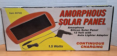 Amorphous Solar Panel – 1.5 Watts – 12V Power Port Adapter – Model 44768 – NOS