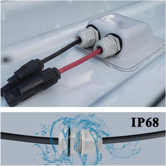 Solar Double Cable Entry Gland Weatherproof ABS PG7 RV Boat Camper 2-6mm Cable