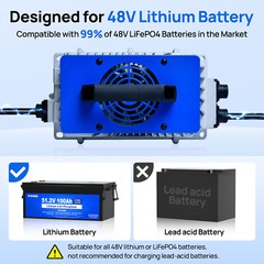48V 50Ah LiFePO4 Lithium Battery Golf Cart Smart Monitor RV with 18A Charger RVs