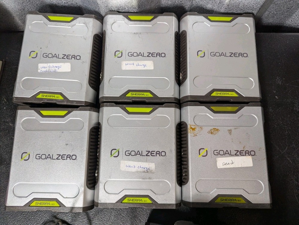 Lot of 6 Goal Zero Sherpa 50 Batteries Parts / Repair Supply Bank – Device Only