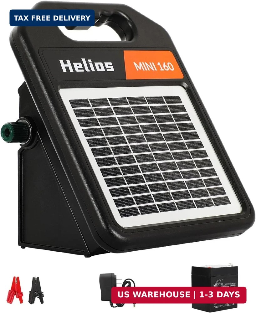10 Miles Solar Electric Fence Charger with Day/Night Mode, 0.16J Portable Solar