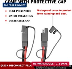 SAE Extension Cable 12AWG 15FT for Car RV Solar | SAE to SAE extension cord, 12A