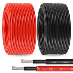 Solar Panel Wire 10 AWG 200Ft Black 200Ft Red Tinned Copper
