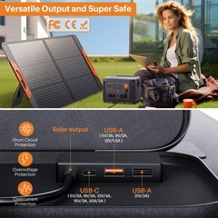 100W Portable Solar Panel,Camping Essentials, 20V ETFE Foldable Solar Charger