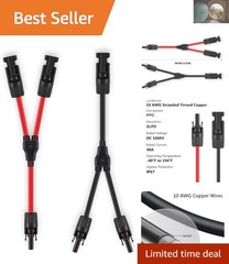 Solar Connectors 10AWG Y Branch Parallel Adapter – Reliable 40A Performance