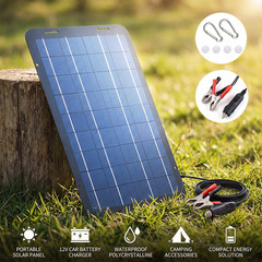 30W Portable Mono Solar Panel Trickle Charger Kit Car Battery Maintainer Van