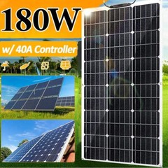 US 180W 18V MONO Solar Panels 40 A Controller for RV Camping Home Electricities
