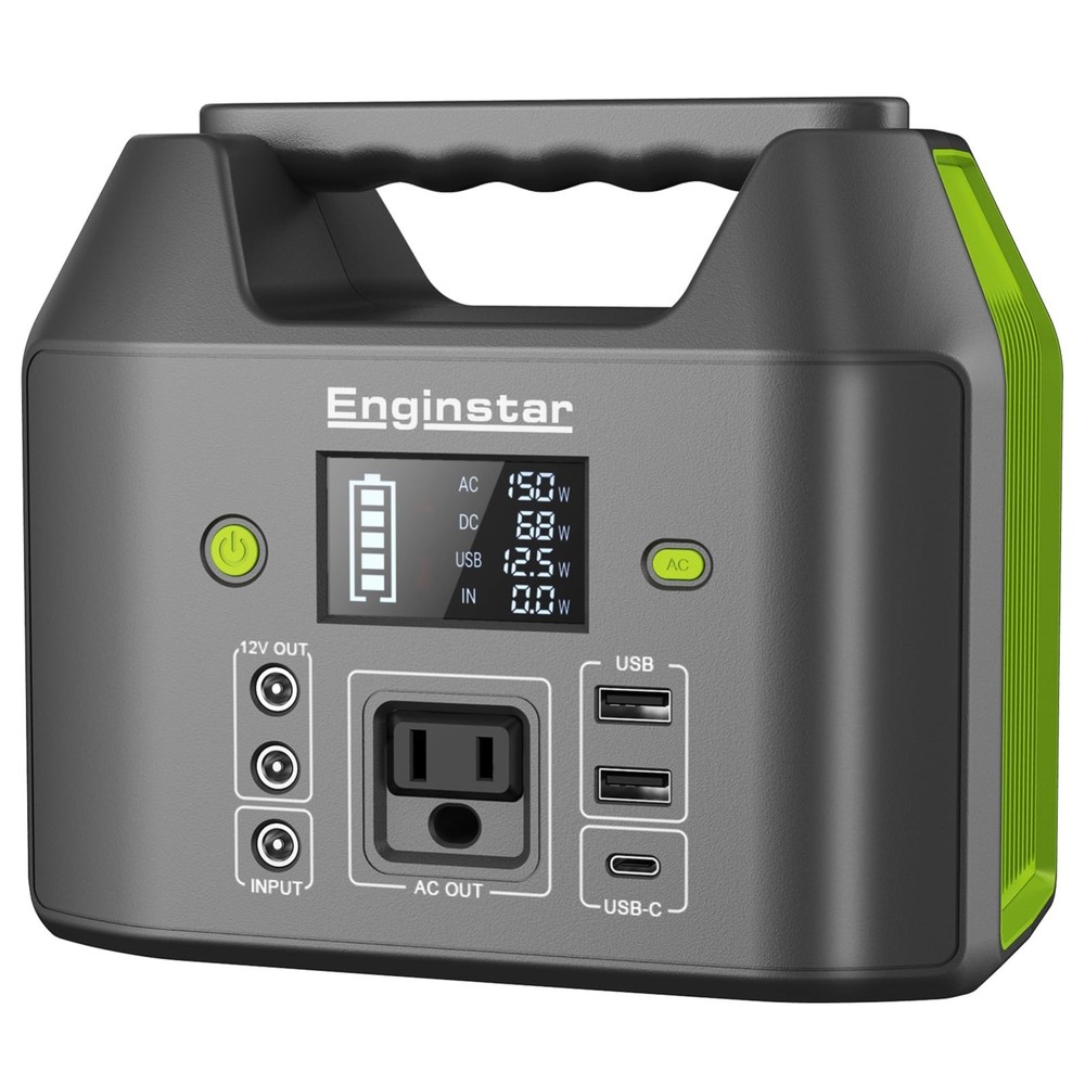 Portable Power Station 150W 155Wh Battery Pack with AC Outlet & 6 Outputs, LED L