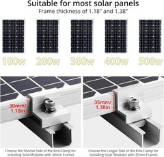 Solar Panel Mounting Brackets, Included 10 X 4.72 in Rails + 4 End Clamps + 6 Ce