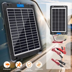Upgraded 20W Solar Panel Battery Trickle Charger Kit Maintainer for Boat Car RV