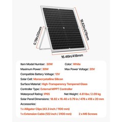 30W 12V Solar Panel Battery Charger, Solar Battery Trickle Charger