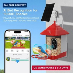 Smart Bird Feeder with Camera, Solar Panel & 5200mAh Battery, 4K HD Video, AI Id