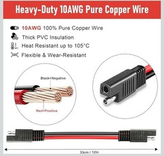 LOT OF 4 SAE Extension Cable 10AWG Quick Disconnect Wire Harness with SAE Adapte