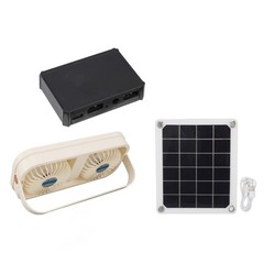 Dog House Fan Solar Green House Fan With Double USB Manostat Efficient Portable