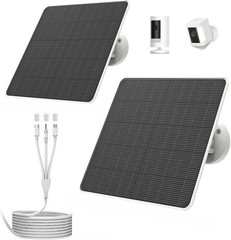 2 Pack Solar Panel Charger 6W for Battery Powered Cameras with 9.8ft Cable