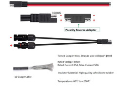 Solar Panel Connectors 10AWG Compatible with MC-4 Solar Connecter to SAE Adapter