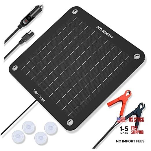 Solar Car Battery Charger Maintainer 12V Waterproof Portable Solar Trickle 10W