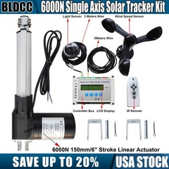 Single Axis Solar Tracking Controller +6″ 6000N 12V Linear Actuator +Wind Sensor