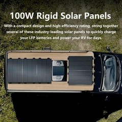 Set of 2 EcoFlow 100W Rigid Solar Panels IP68 Weatherproof Outdoor 100 watt