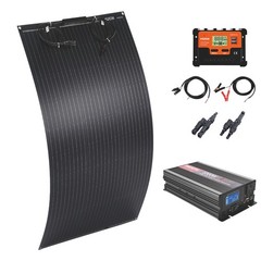 200W Solar Panel kit 12V Charge RV Camping Off-Grid with 1000W Car Inverter Home