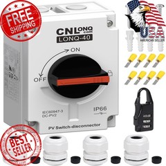 CNLONQ Solar PV Disconnect Switch 32A DC1500V Rapid Shutoff Isolator Switch 4…