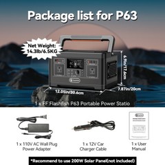 Flashfish P63 Portable Power Station 520Wh 500W Solar Generator Refurbished