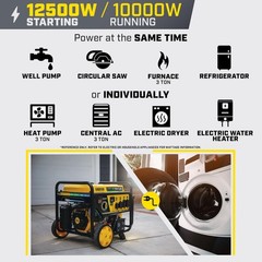 Champion Power Equipment 12,500-Watt Electric Start Tri Fuel Home Backup Port…