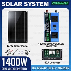 Grennova 1400W DIY Solar System 60W Panel 60A MPPT Dual Voltage Inverter