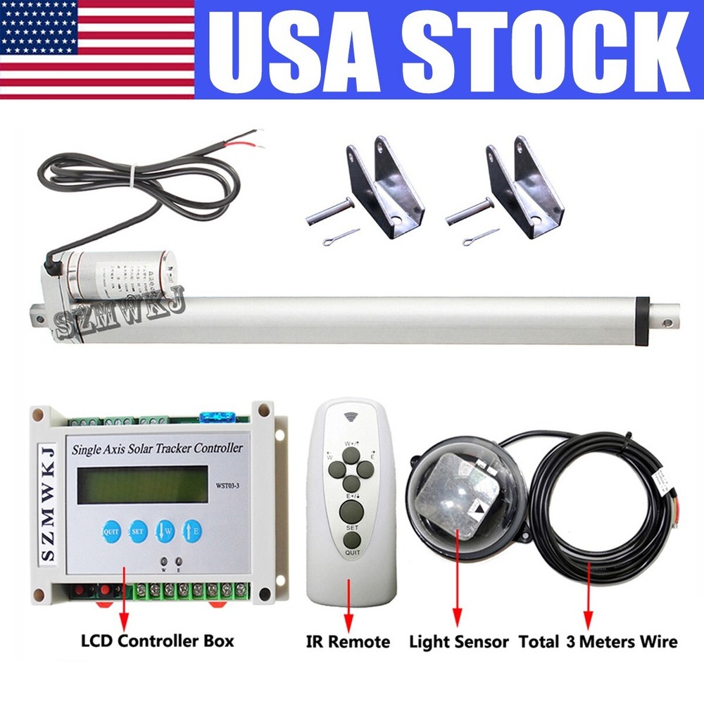 LCD Single Axis Solar Tracker DIY Kit -14″ Linear Actuator + Tracking Controller