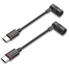2PCS Barrel Plug to USB-C Adapter for Ring USB C Outdoor Cameras, Barrel Black