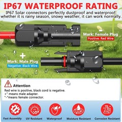 High Conductivity 30FT Solar Cable – 12AWG with Secure Waterproof MC4 Connectors