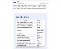 JJN 200W Solar Panel Set 2x100W 12V Monocrystalline PERC Waterproof MC4