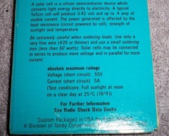 LOT of 5 VTG ARCHER Silicon Solar Cells 5x5cm / Radio Shack CAT No 276-125/ NOS