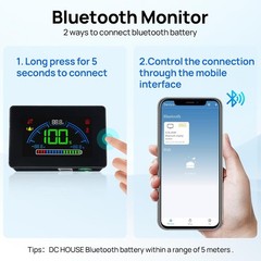 Bluetooth Battery Capacity Monitor for 12V/24V/36V/48V Systems DC 8–90V LCD