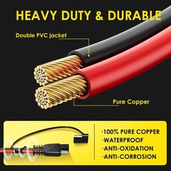SAE To SAE Extension Cable Pure Copper Cord Wire Connectors W/Adapter 16 AWG 30′
