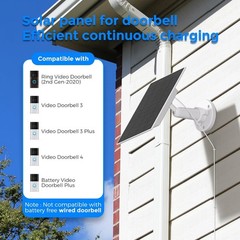 4W Solar Panel Charger for Ring Video Doorbell 3 4 with 21% Module Efficiency